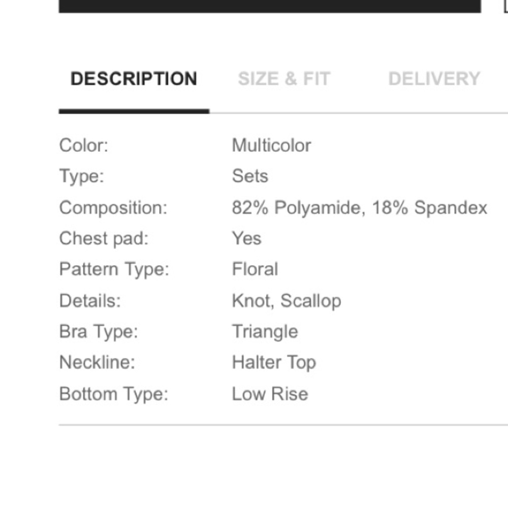 Scallop Halter Top With Plant Print Bikini Set - Picture 4 of 5